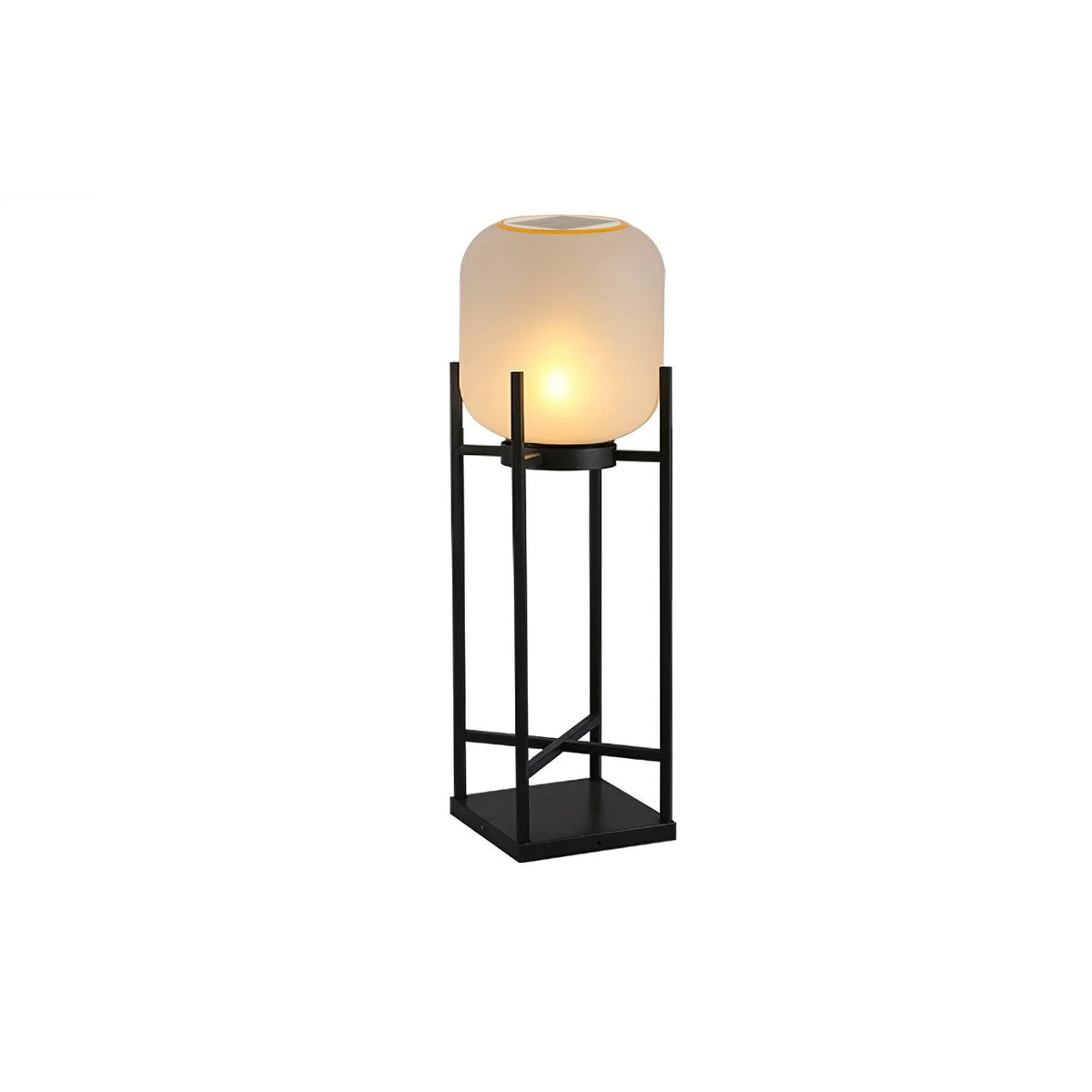 Lantern solar outdoor floor lamp in black with frosted white shade — image 38