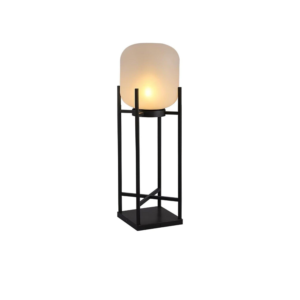 Lantern solar outdoor floor lamp in black with frosted white shade — image 35