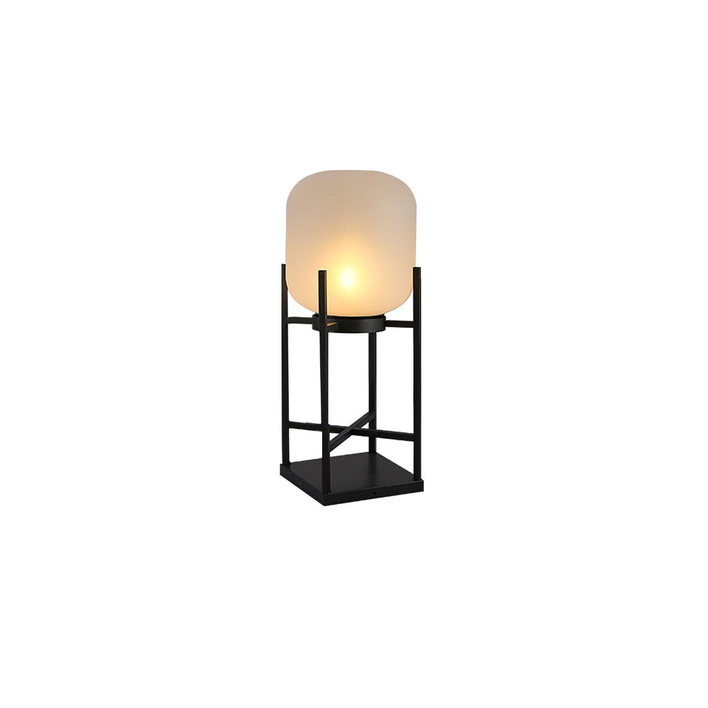 Lantern solar outdoor floor lamp in black with frosted white shade — image 26