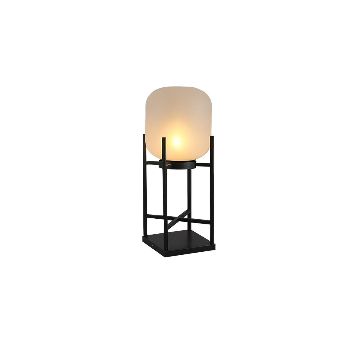 Lantern solar outdoor floor lamp in black with frosted white shade — image 26