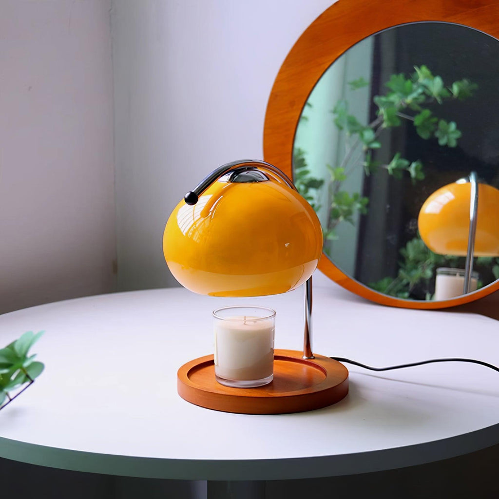 Candle Warmer Lamp – Wood and Metal Table Lamp With Adjustable Arm