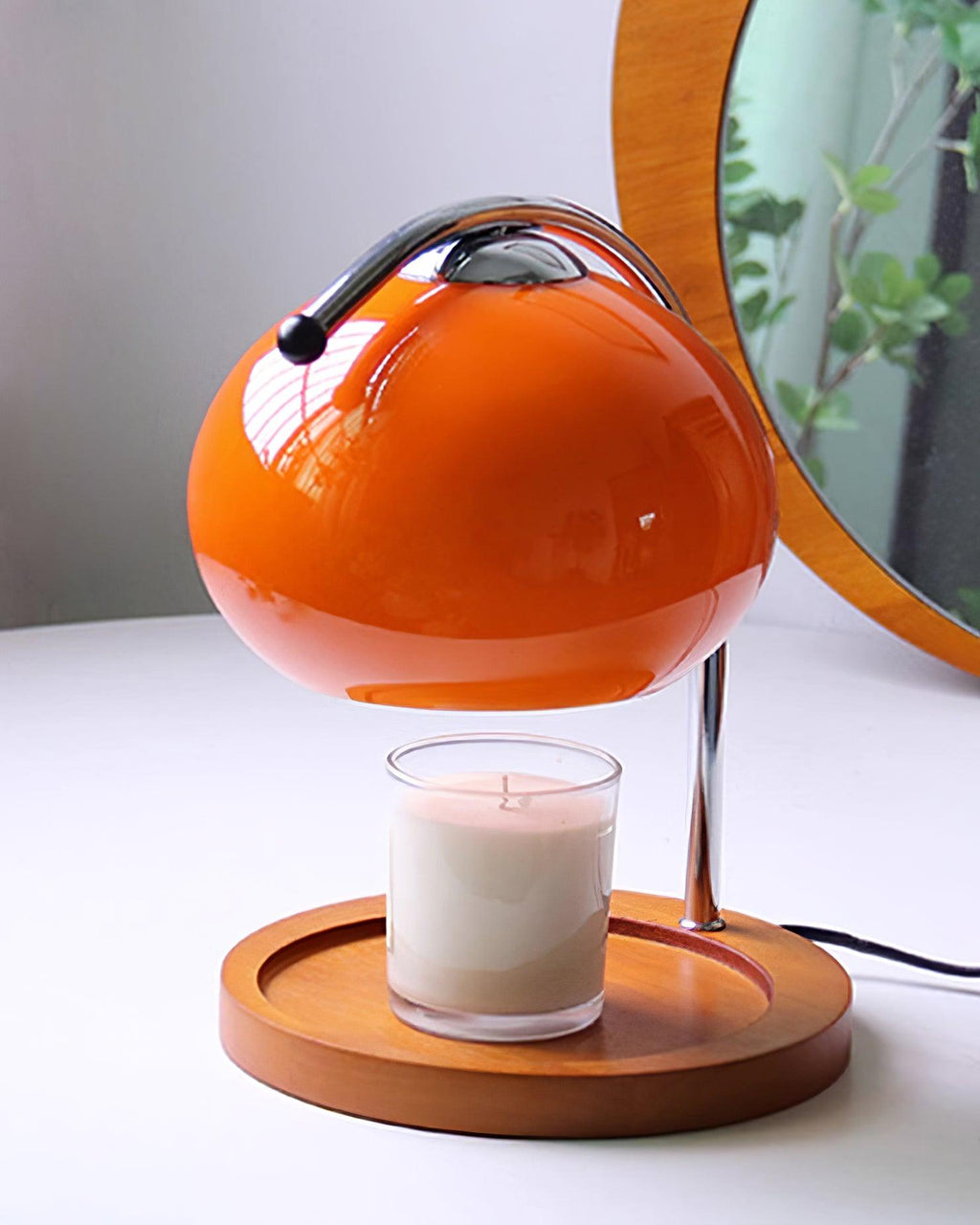 Candle Warmer Lamp – Wood and Metal Table Lamp With Adjustable Arm
