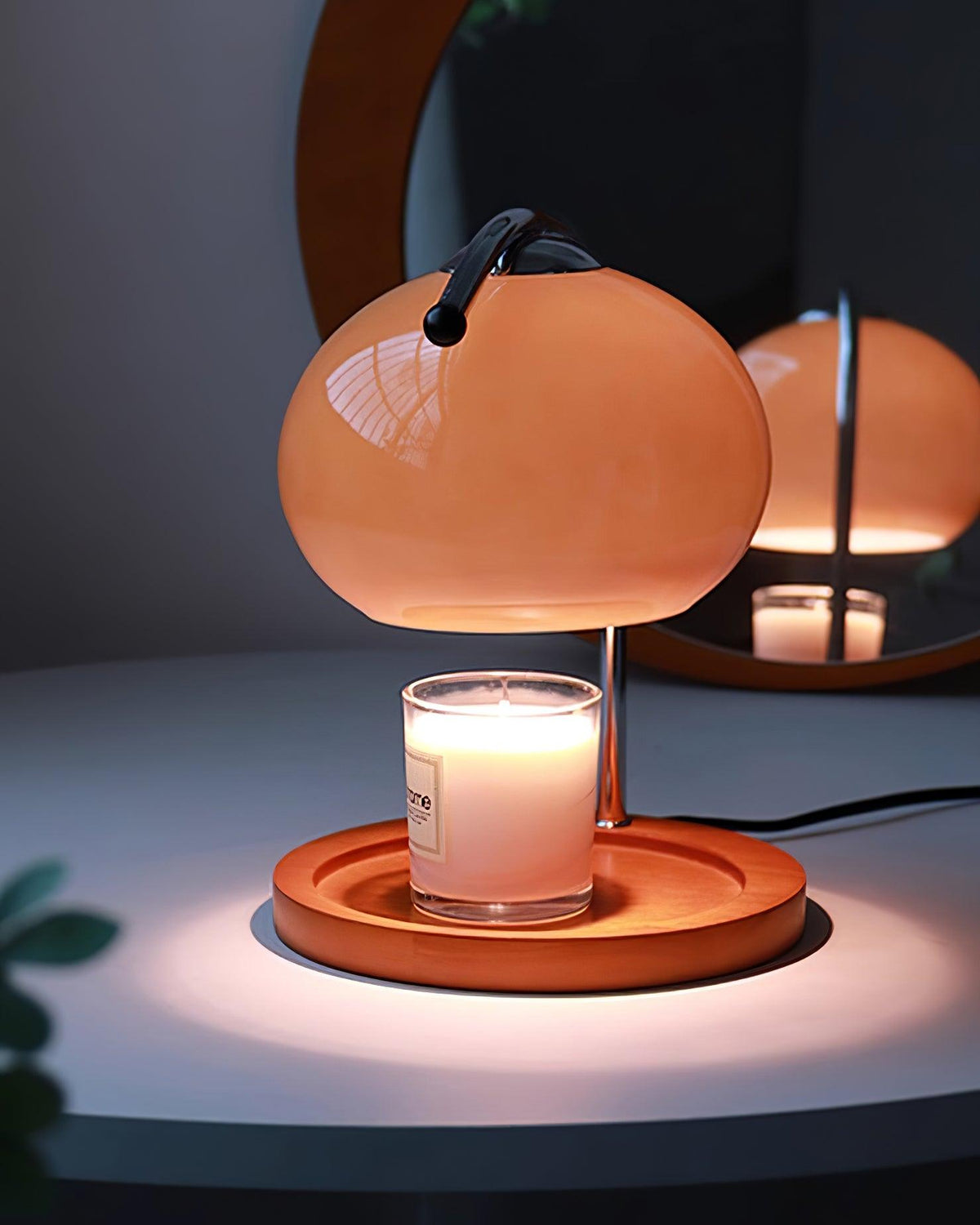 Candle Warmer Lamp – Wood and Metal Table Lamp With Adjustable Arm