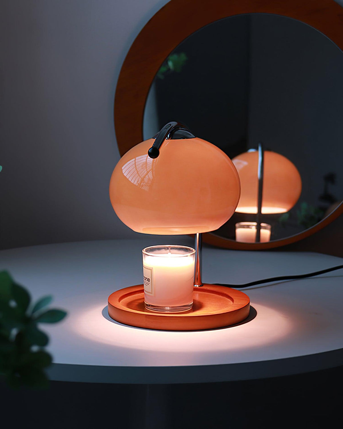 Candle Warmer Lamp – Wood and Metal Table Lamp With Adjustable Arm
