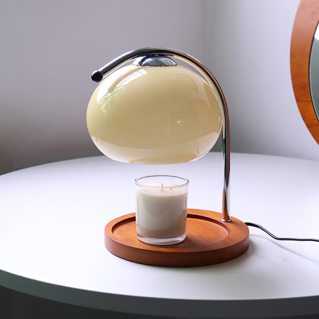 Candle Warmer Lamp – Wood and Metal Table Lamp With Adjustable Arm