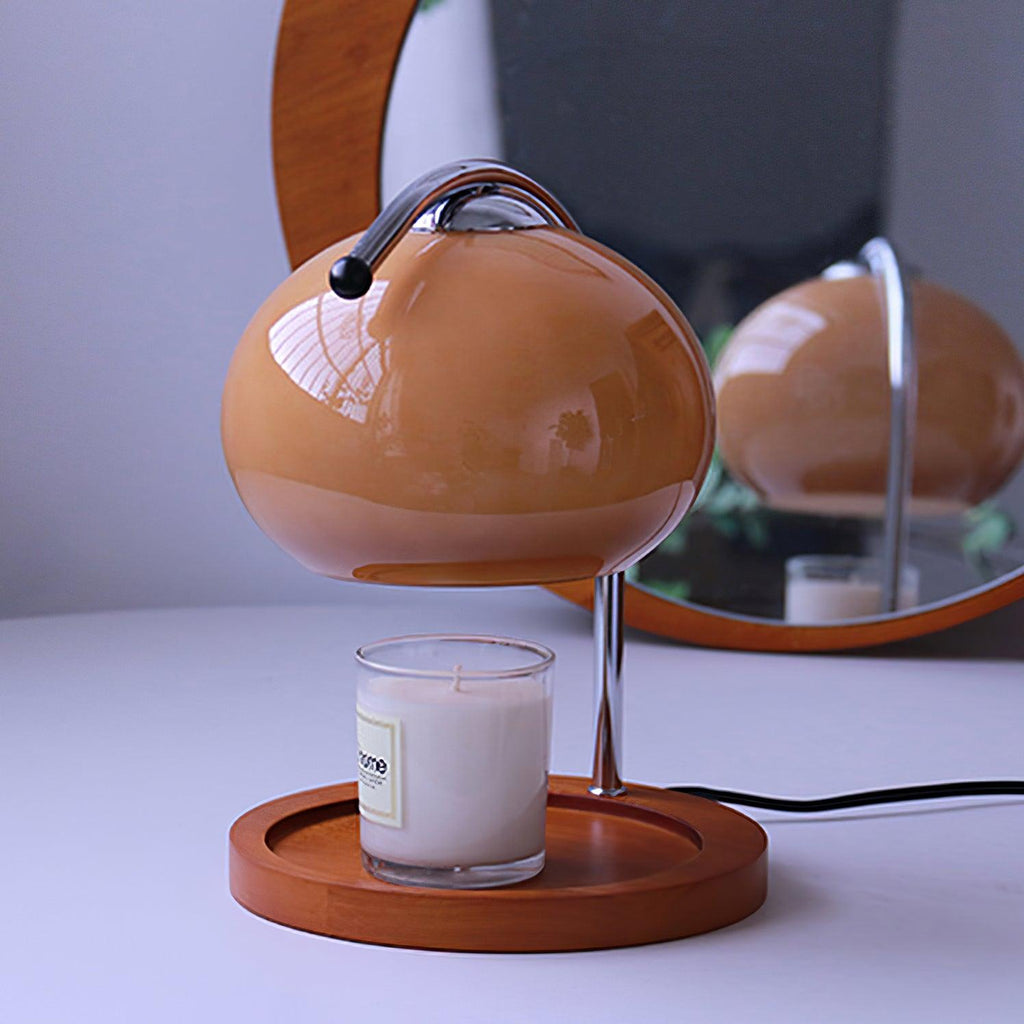Candle Warmer Lamp – Wood and Metal Table Lamp With Adjustable Arm