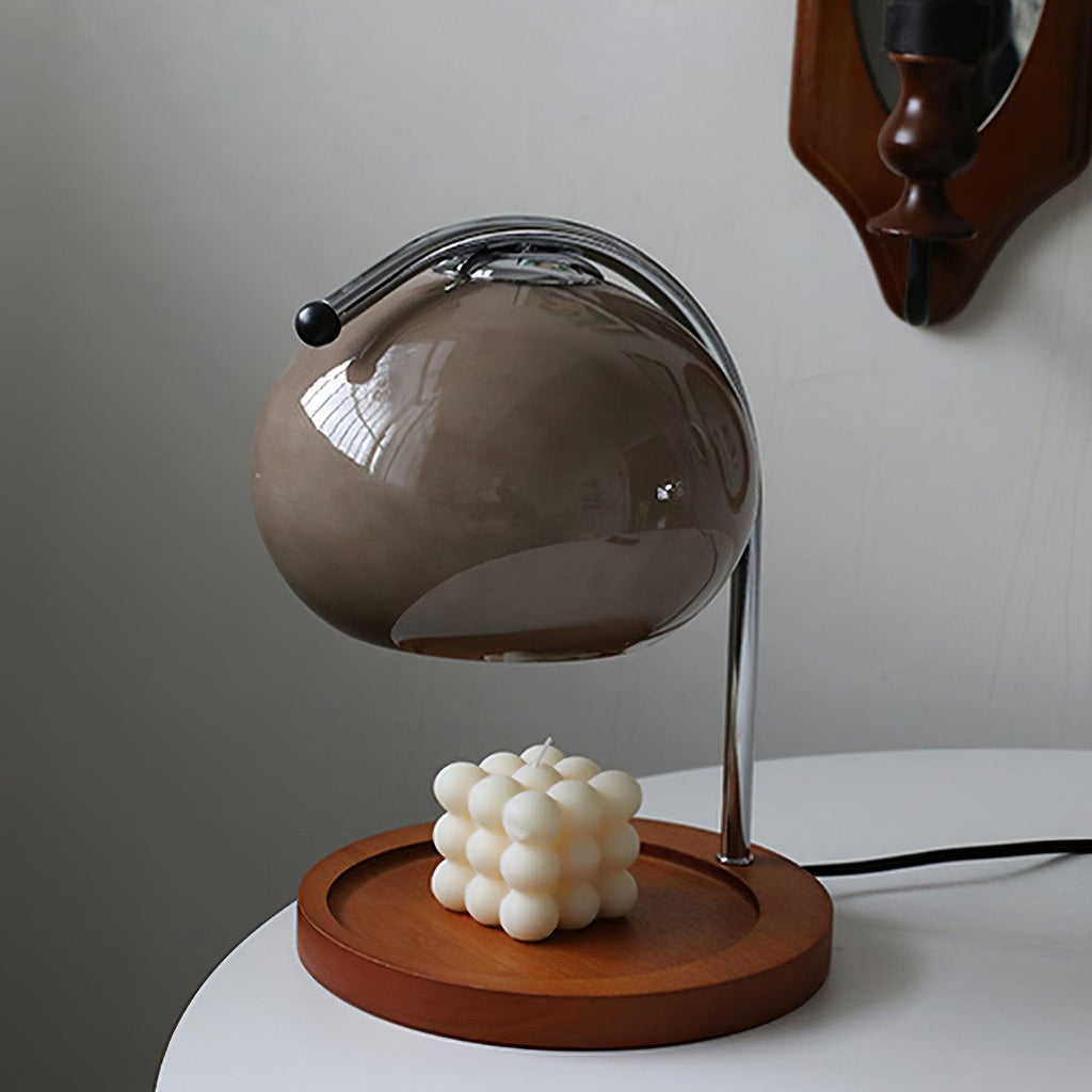 Candle Warmer Lamp – Wood and Metal Table Lamp With Adjustable Arm