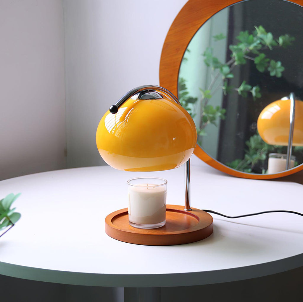 Candle Warmer Lamp – Wood and Metal Table Lamp With Adjustable Arm