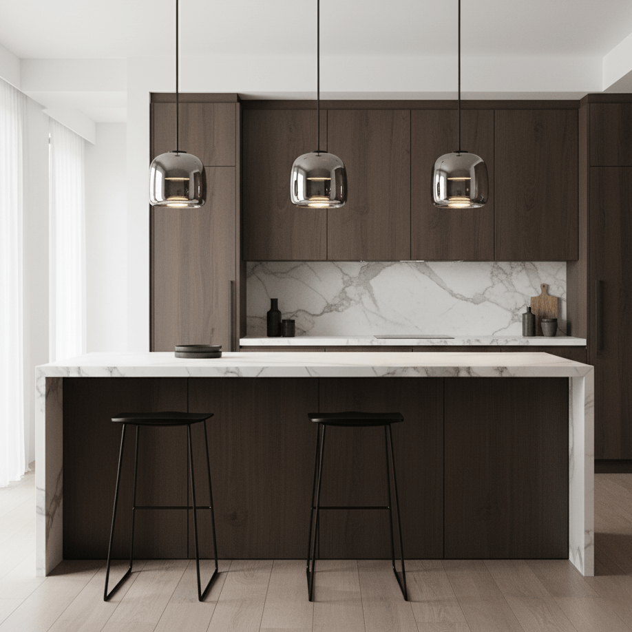 Smoked Glass Dome Pendant Light – Matt Black or Gold Stem