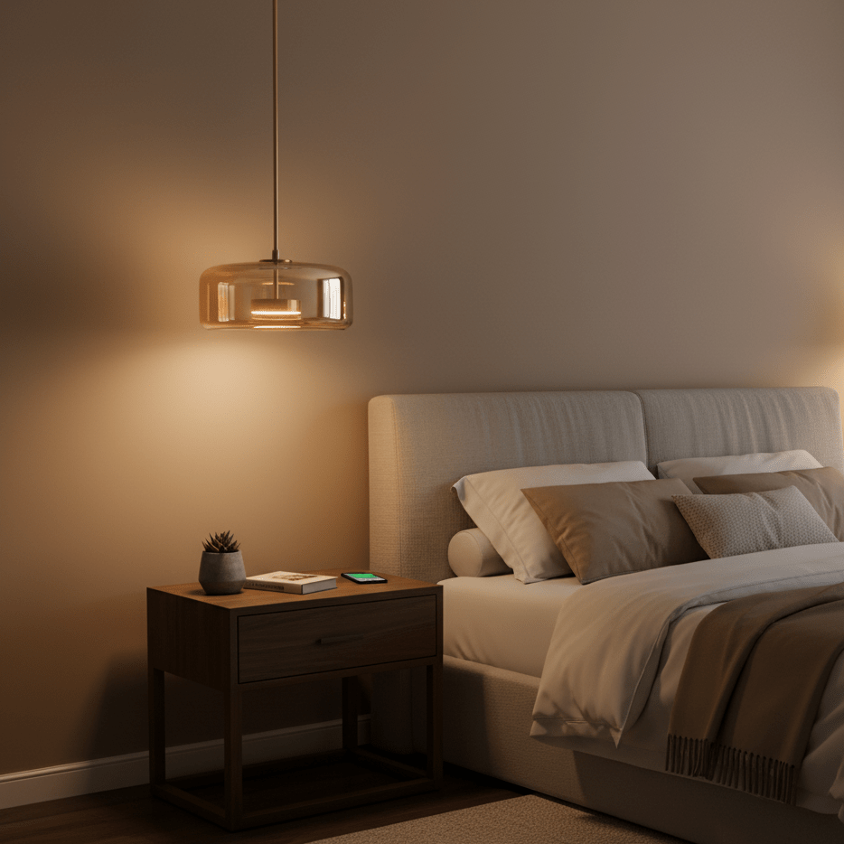 Smoked Glass Dome Pendant Light – Matt Black or Gold Stem