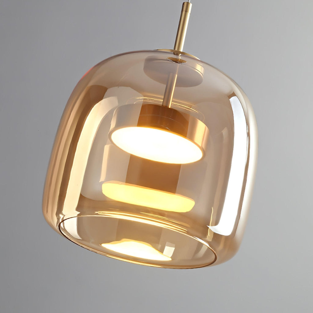 Smoked Glass Dome Pendant Light – Matt Black or Gold Stem