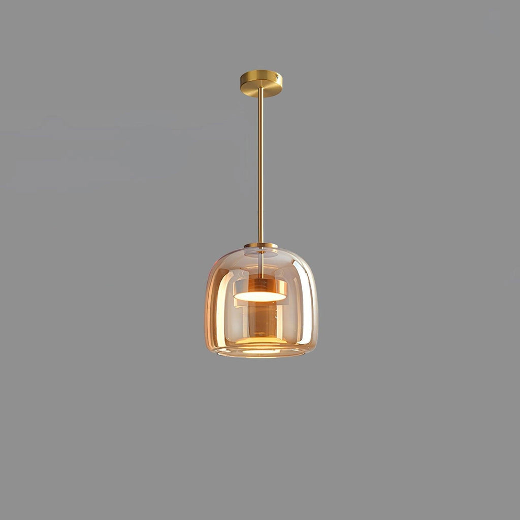 Smoked Glass Dome Pendant Light – Matt Black or Gold Stem