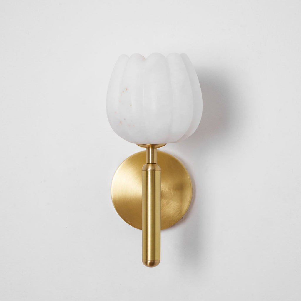 Textured Tulip Shade Wall Light – Round Metal Backplate – view 43