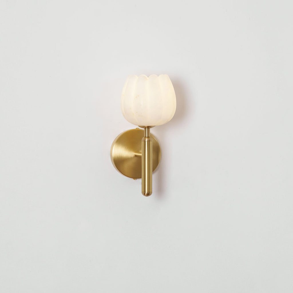 Textured Tulip Shade Wall Light – Round Metal Backplate – view 46