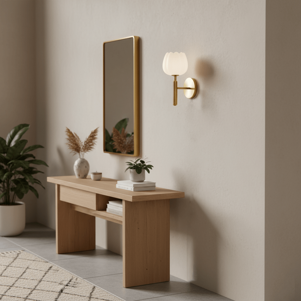 Textured Tulip Shade Wall Light – Round Metal Backplate