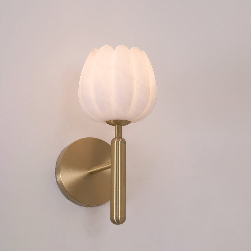 Textured Tulip Shade Wall Light – Round Metal Backplate