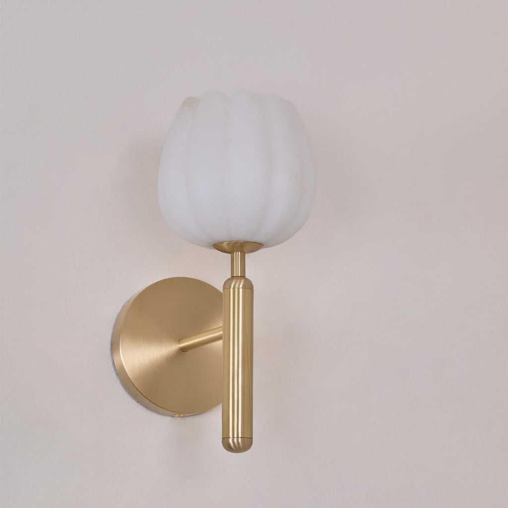 Textured Tulip Shade Wall Light – Round Metal Backplate