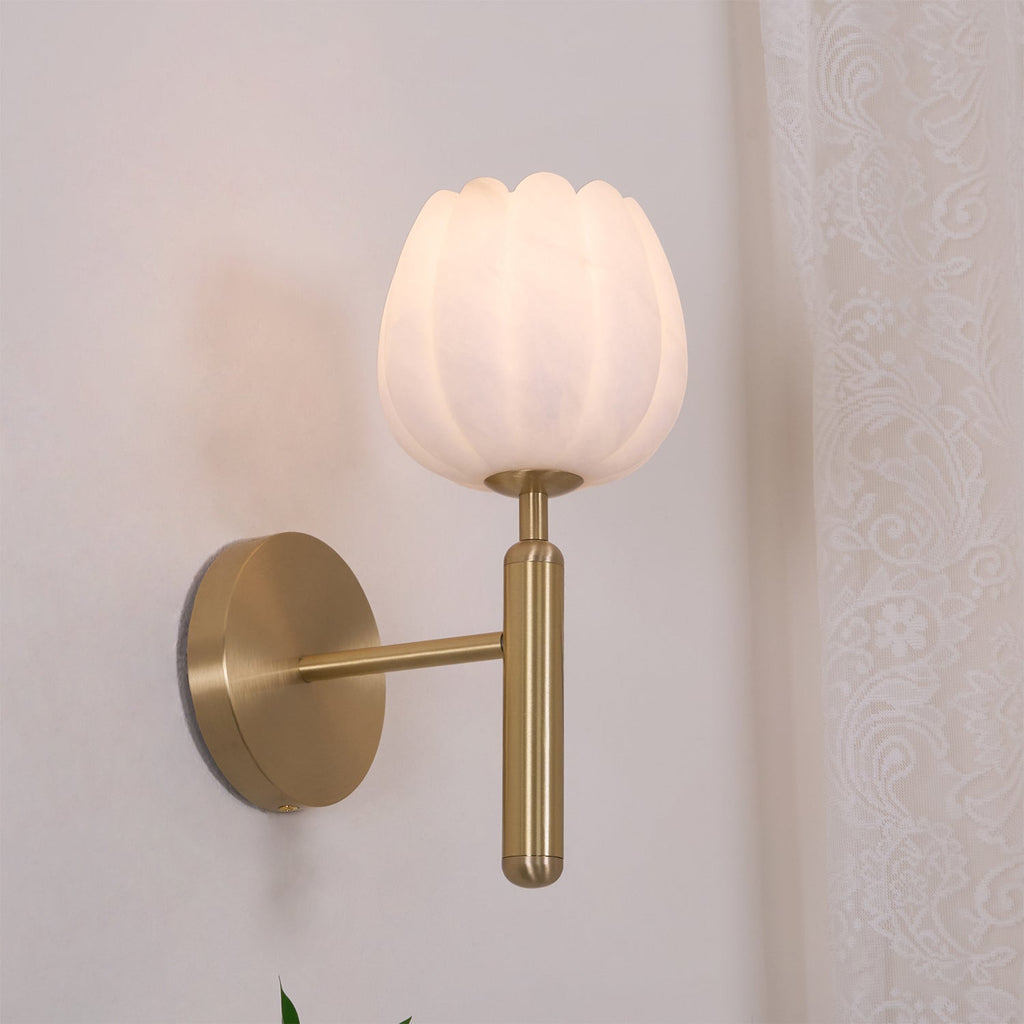 Textured Tulip Shade Wall Light – Round Metal Backplate