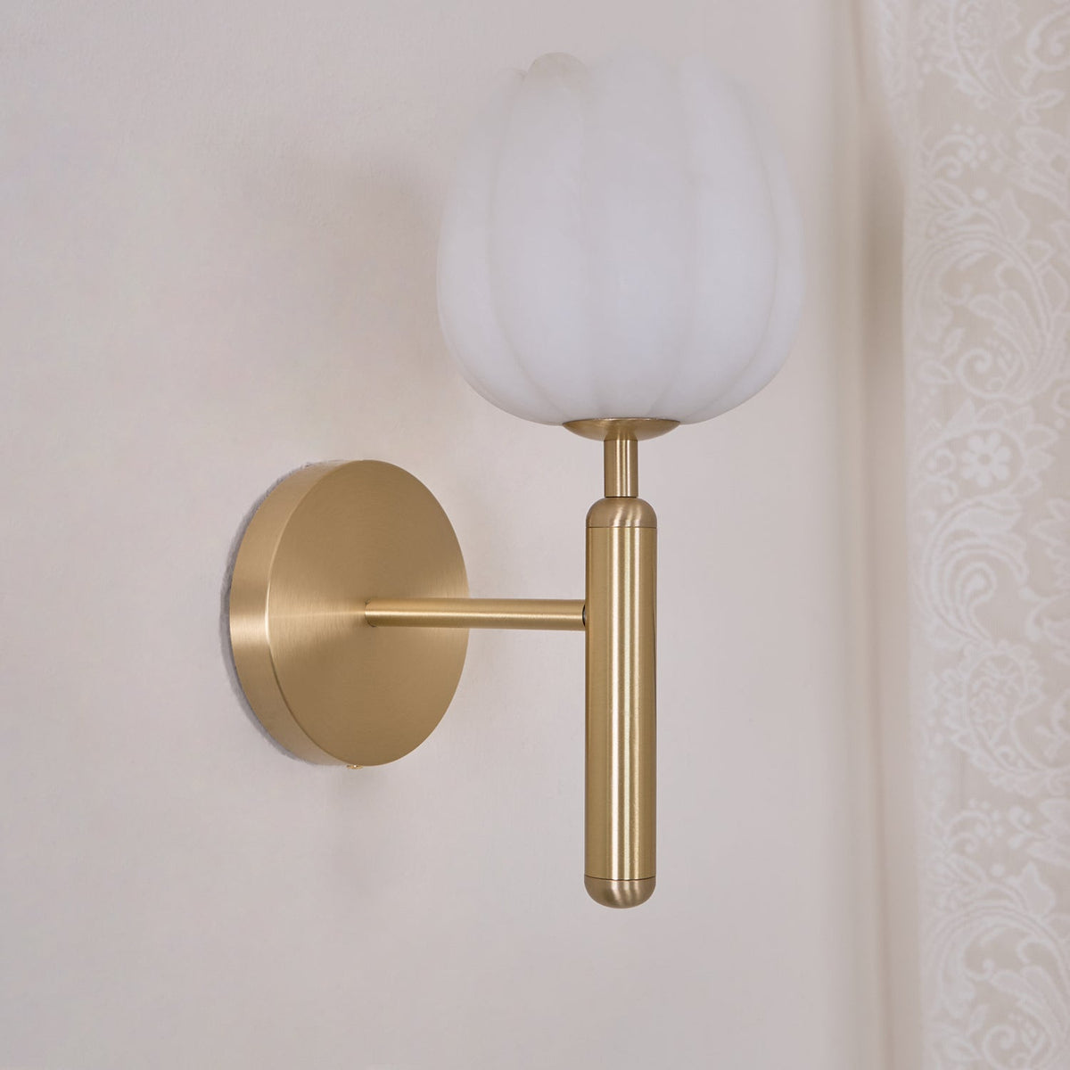 Textured Tulip Shade Wall Light – Round Metal Backplate – view 34