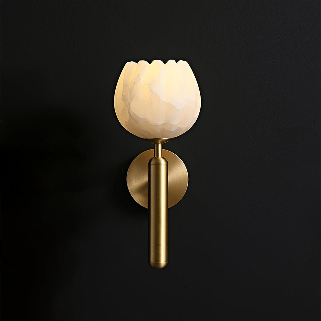Textured Tulip Shade Wall Light – Round Metal Backplate