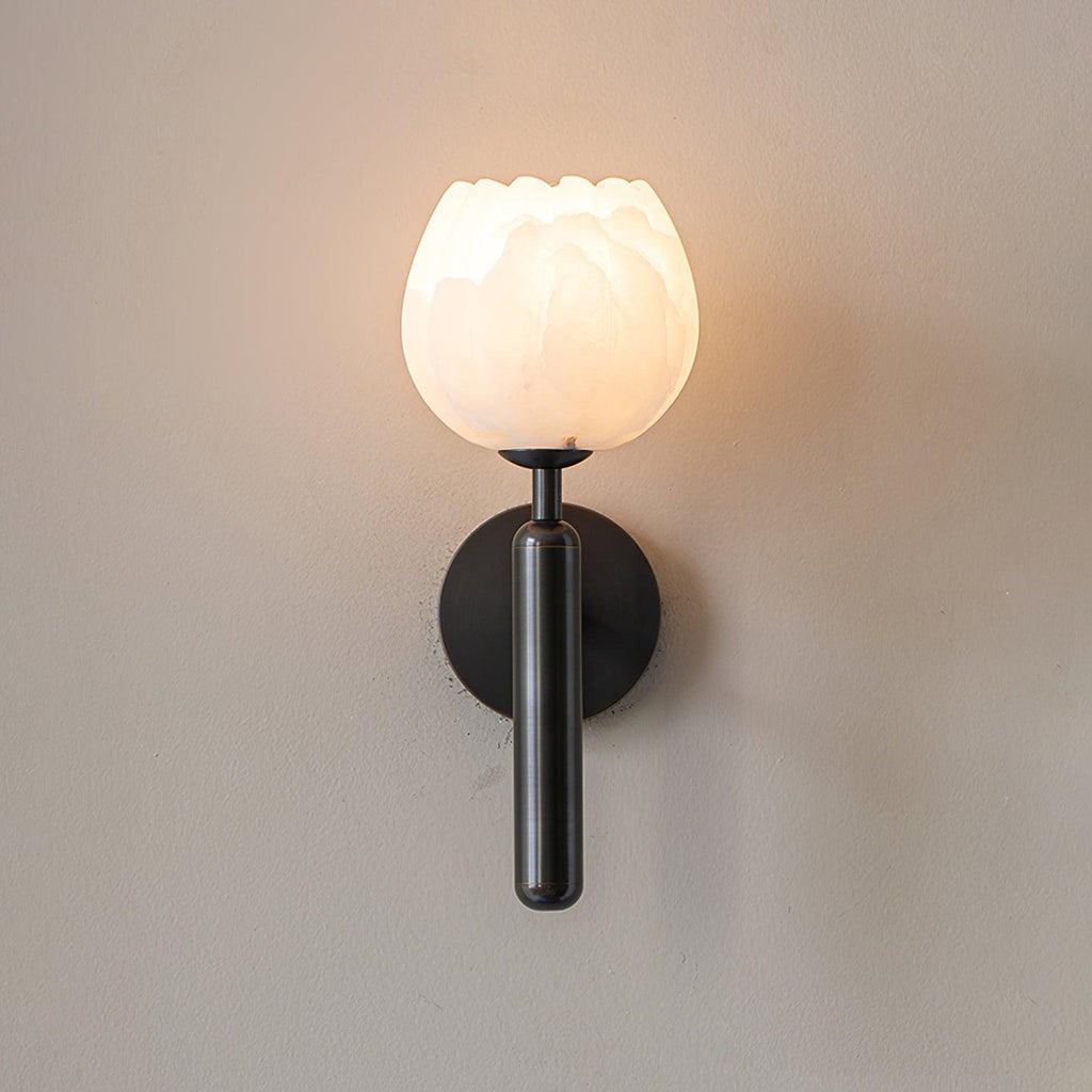 Textured Tulip Shade Wall Light – Round Metal Backplate