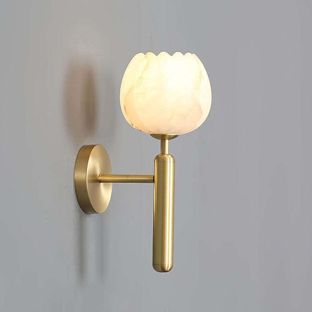 Textured Tulip Shade Wall Light – Round Metal Backplate