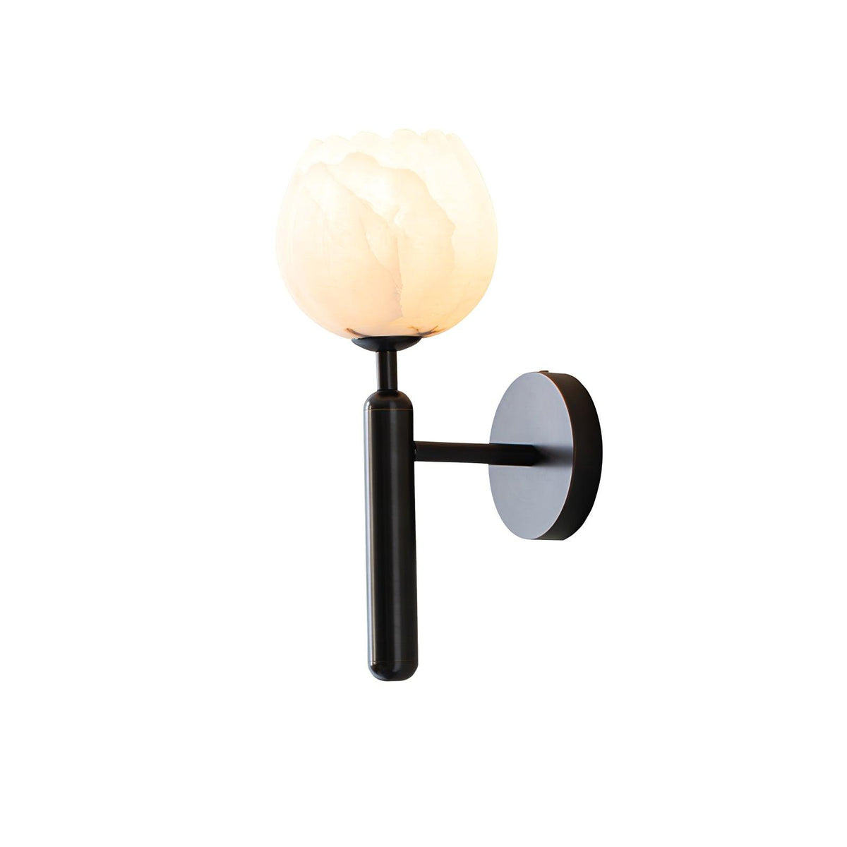 Textured Tulip Shade Wall Light – Round Metal Backplate