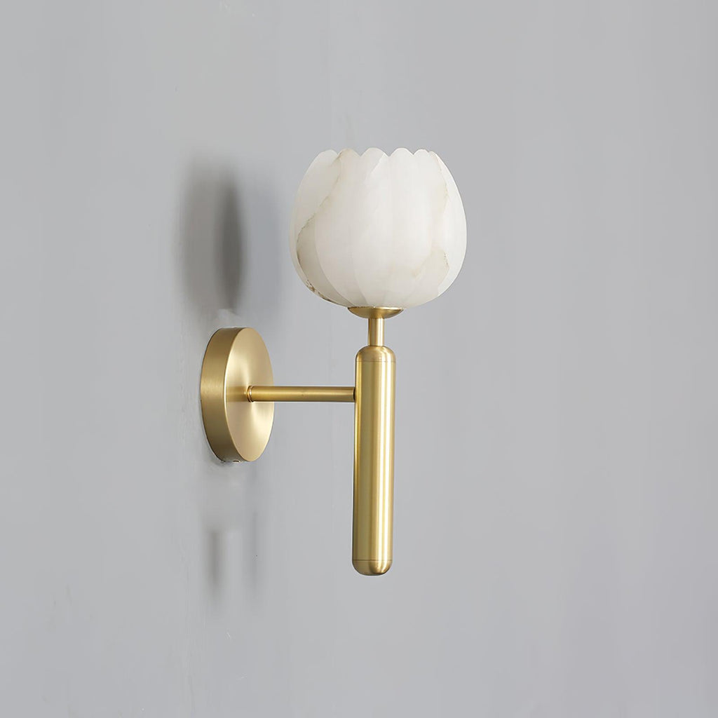 Textured Tulip Shade Wall Light – Round Metal Backplate