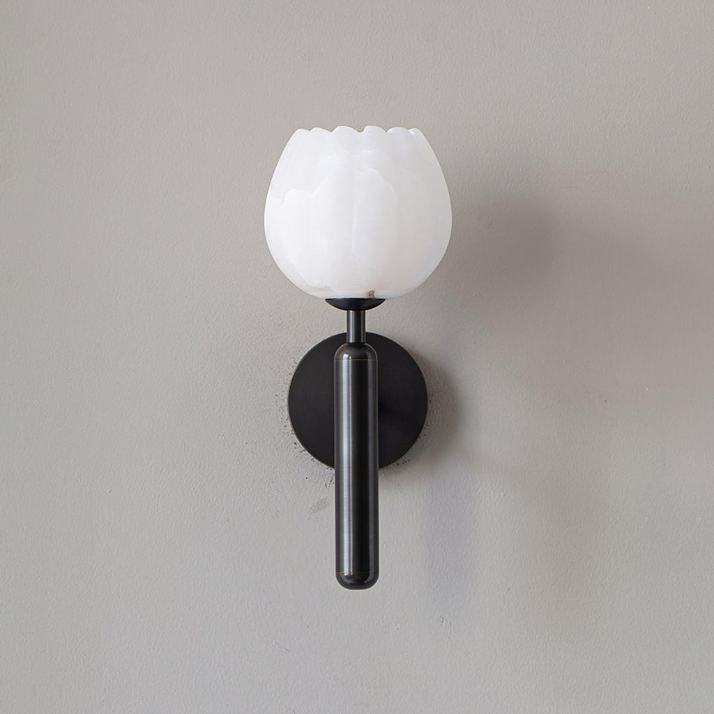 Textured Tulip Shade Wall Light – Round Metal Backplate