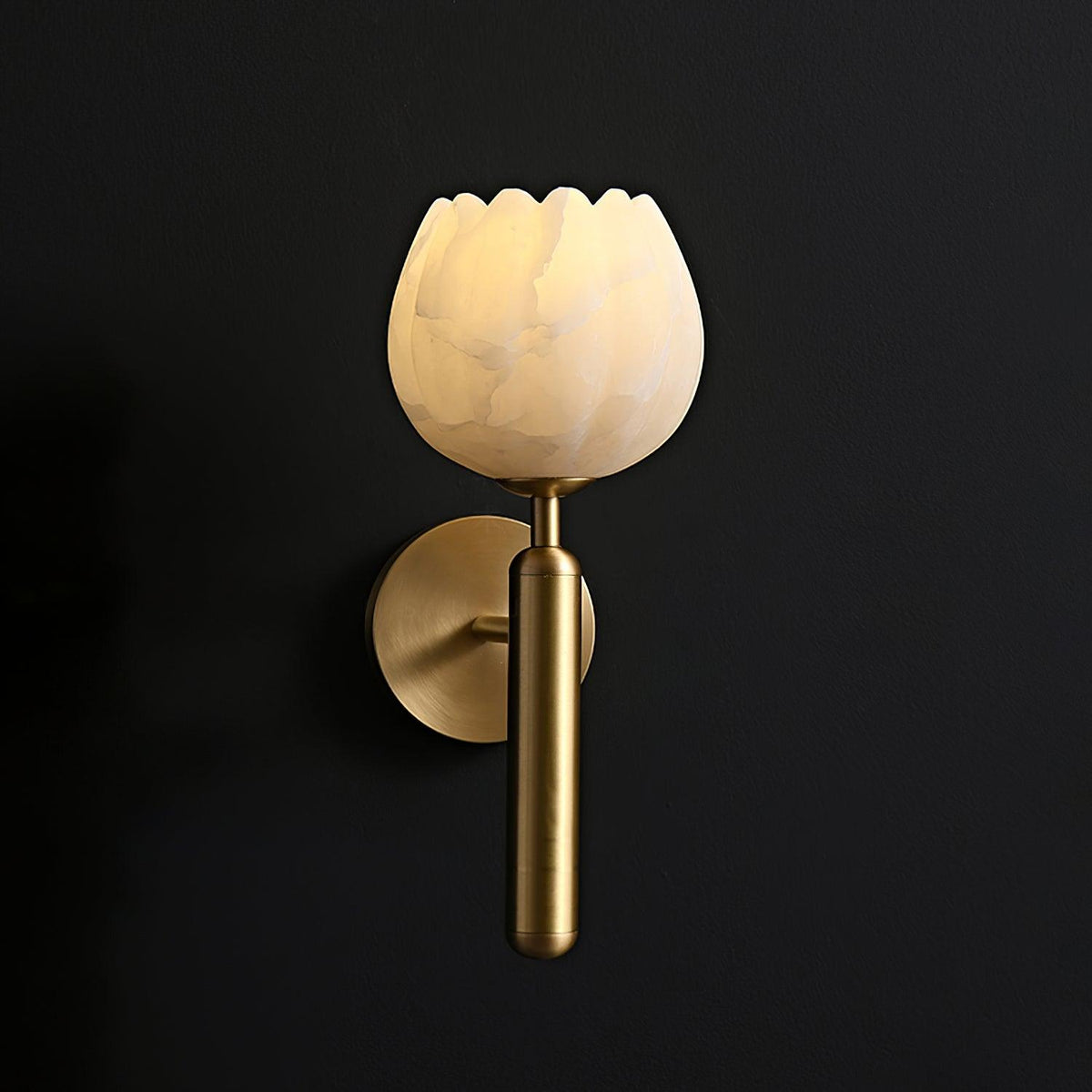 Textured Tulip Shade Wall Light – Round Metal Backplate
