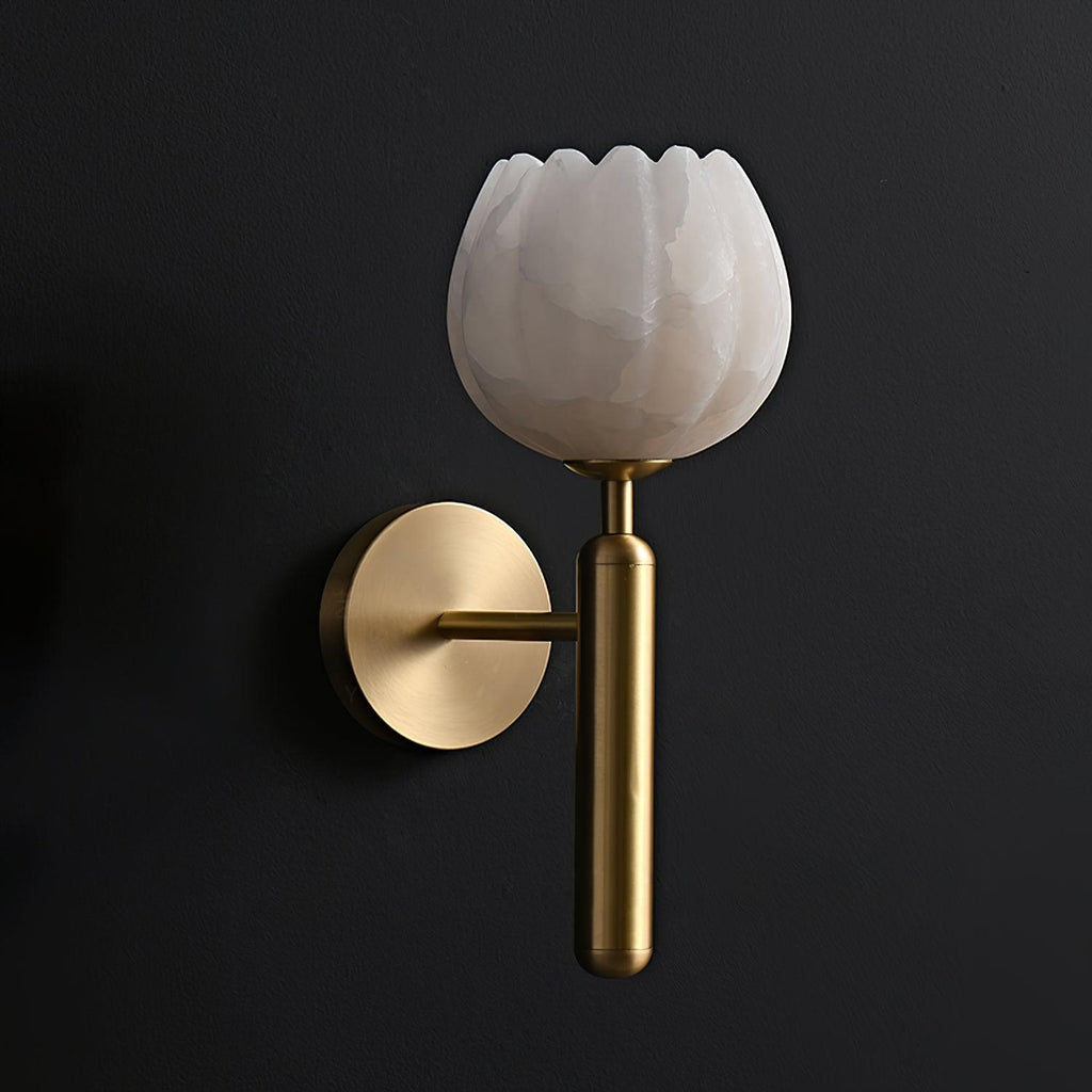 Textured Tulip Shade Wall Light – Round Metal Backplate