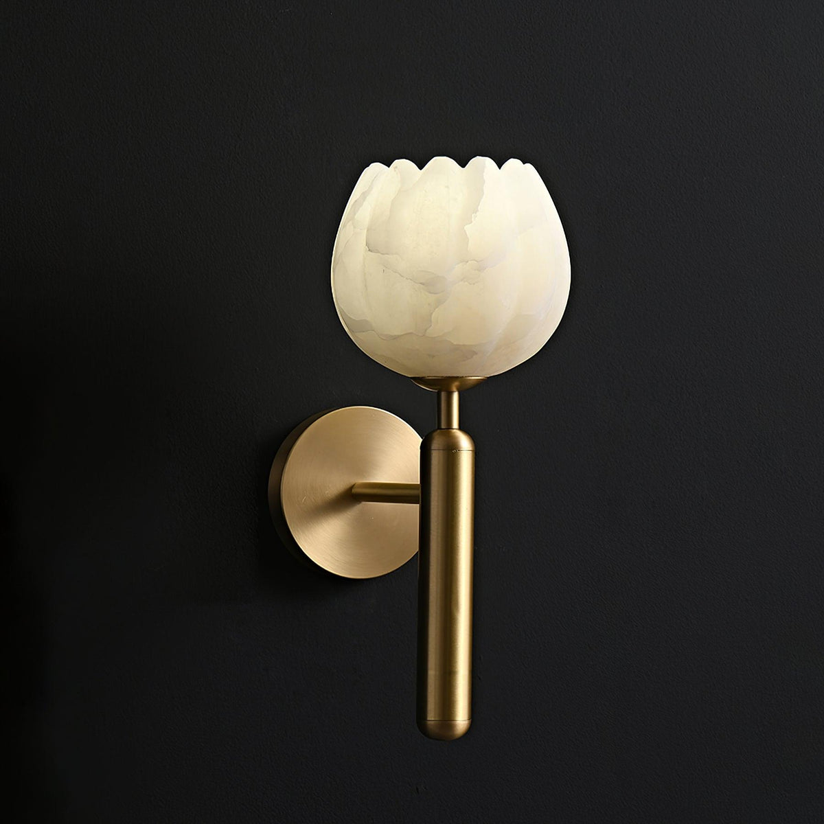 Textured Tulip Shade Wall Light – Round Metal Backplate