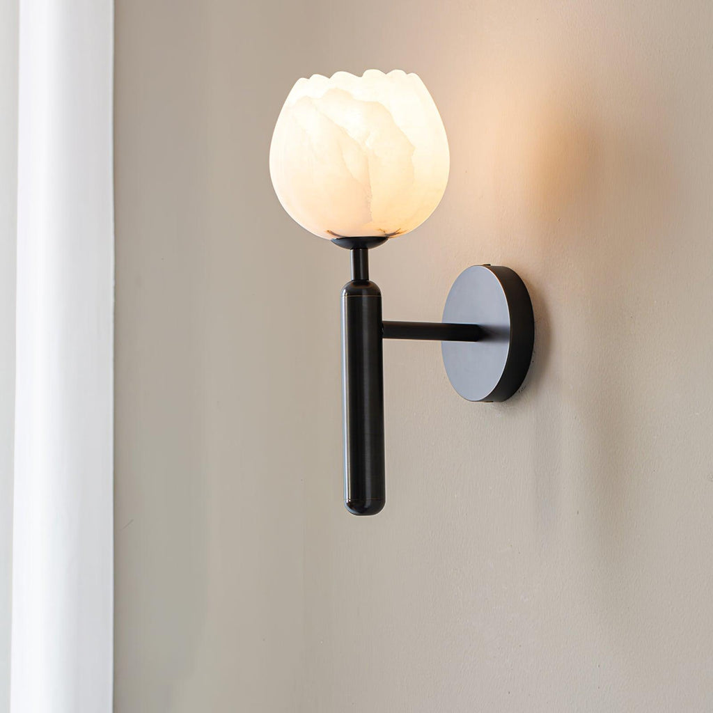 Textured Tulip Shade Wall Light – Round Metal Backplate