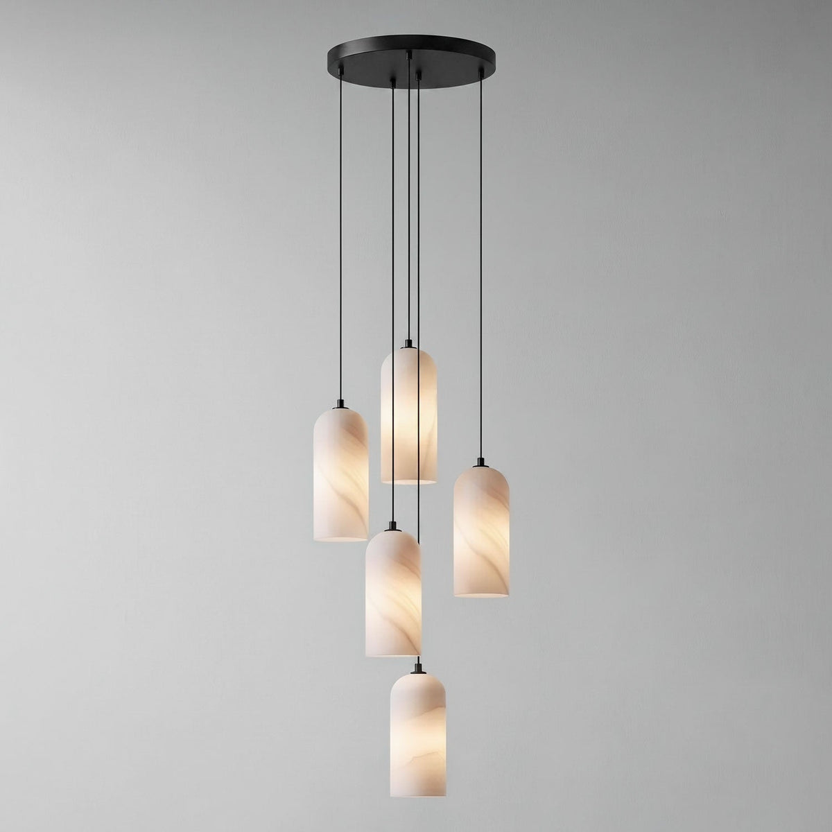 Monty natural alabaster pendant light with braided cable — image 42