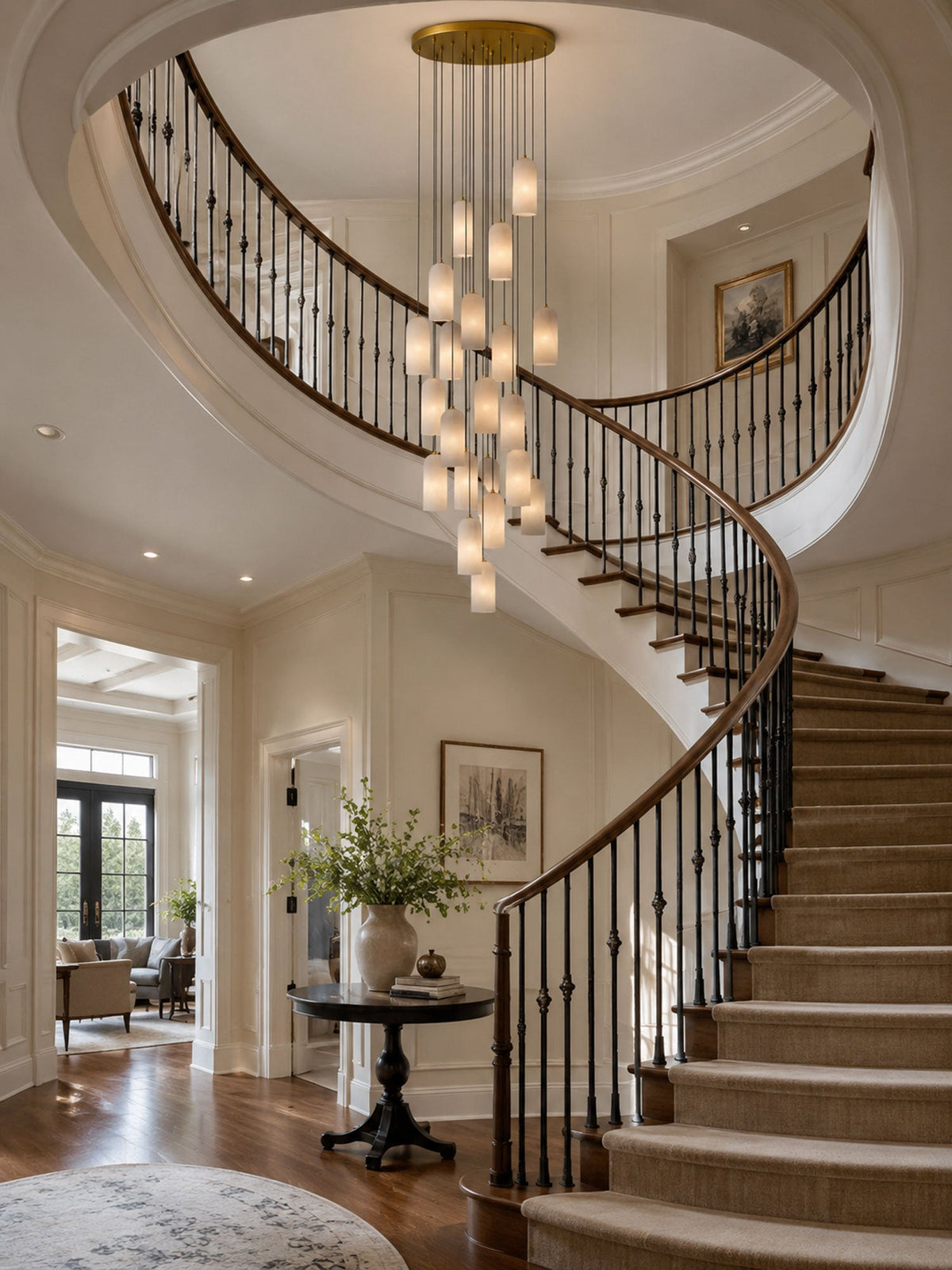 Monty natural alabaster pendant light with braided cable — image 9
