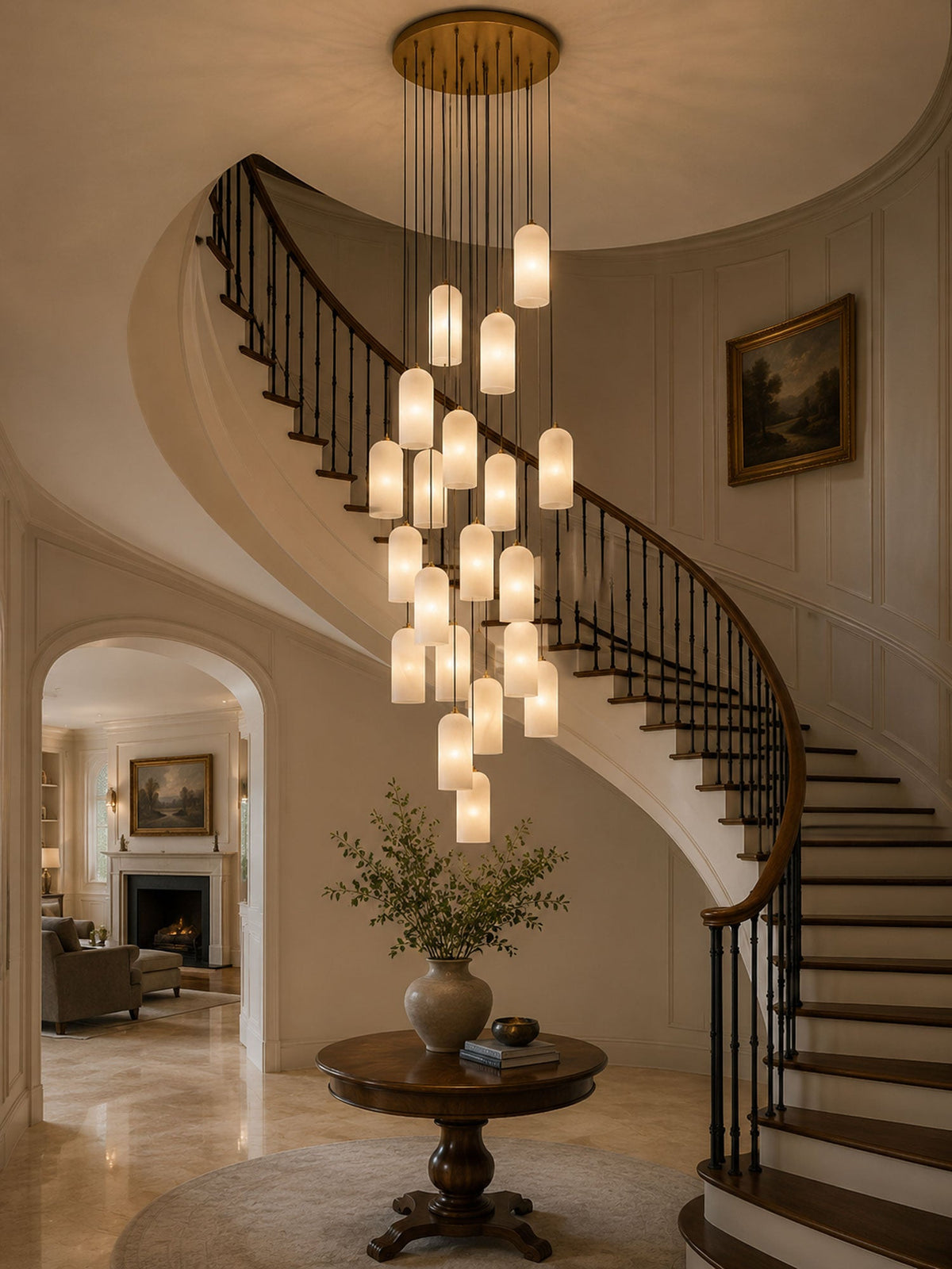 Monty natural alabaster pendant light with braided cable — image 10