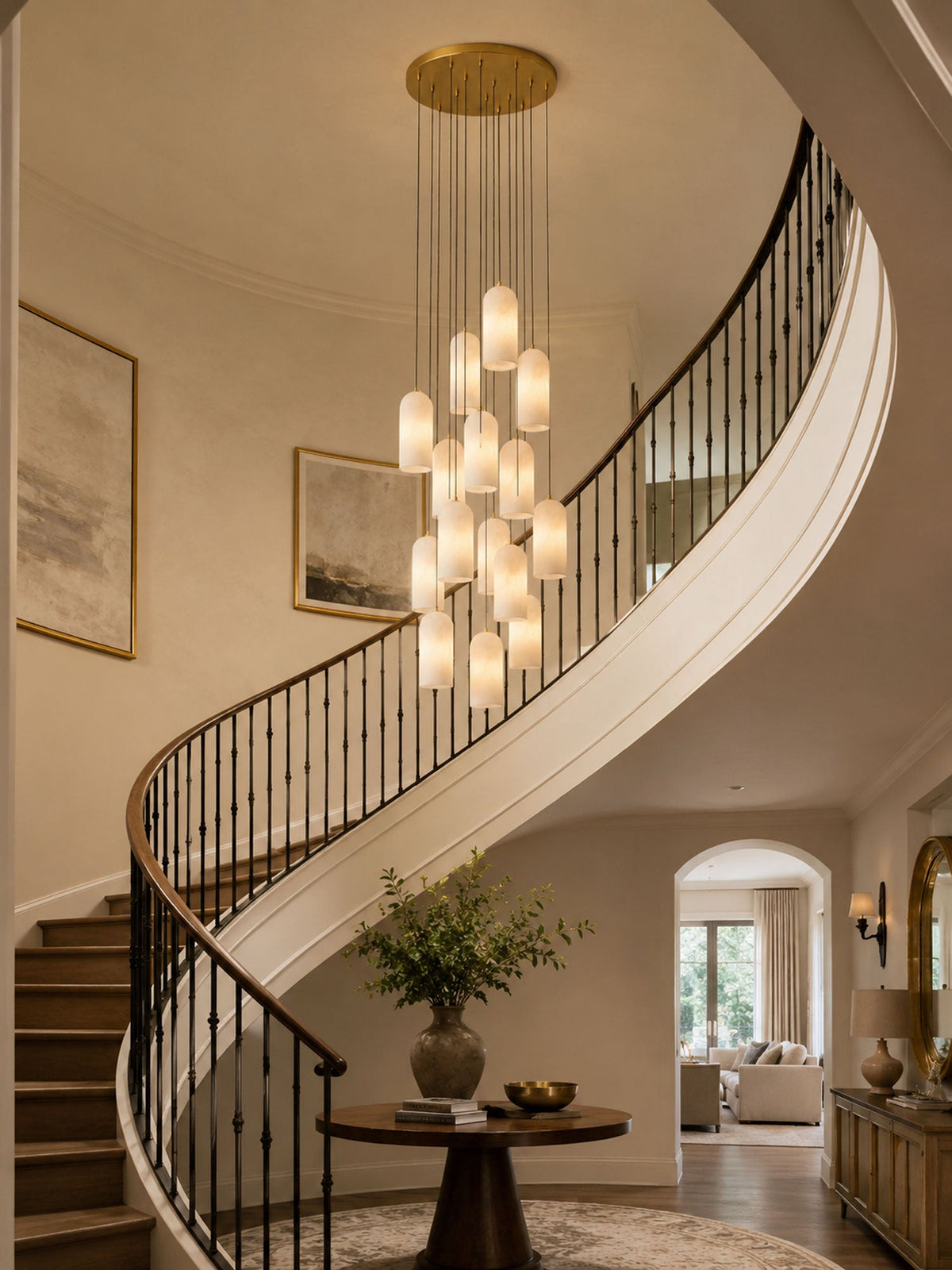 Monty natural alabaster pendant light with braided cable — image 11