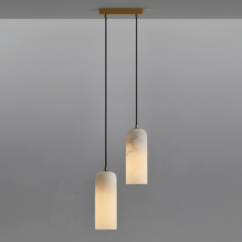 Monty natural alabaster pendant light with braided cable — image 21