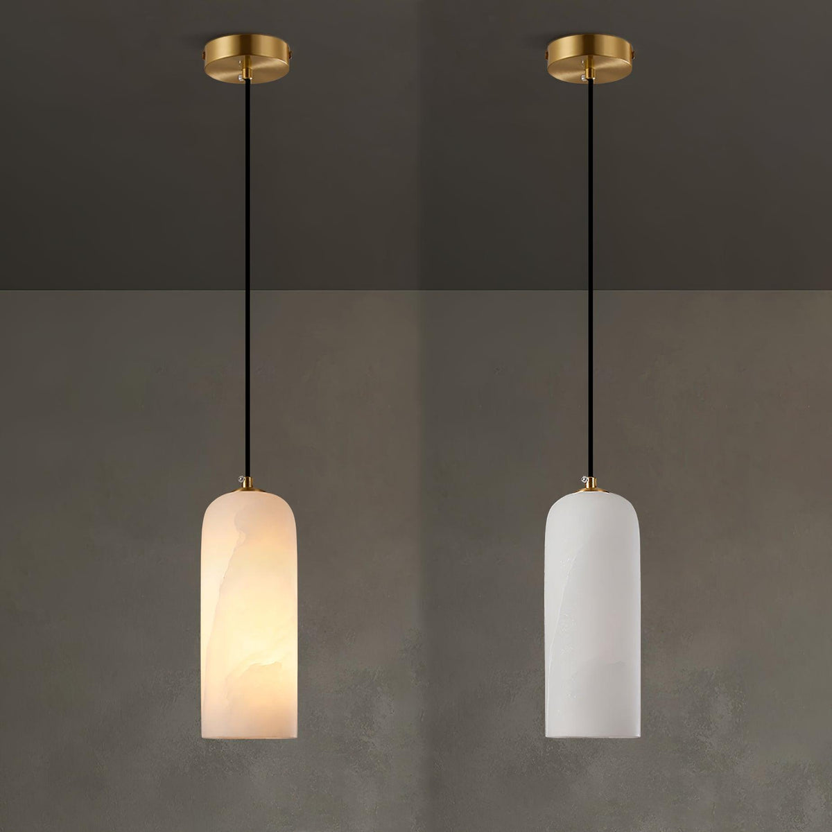 Monty natural alabaster pendant light with braided cable — image 16