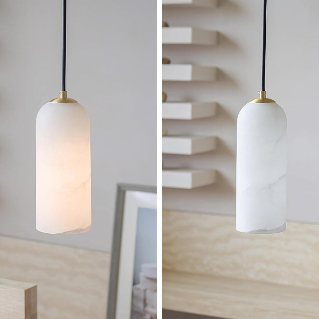 Monty natural alabaster pendant light with braided cable — image 14