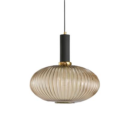 Coloured Blown Glass Pendant Light – Retro Wrought Iron Frame