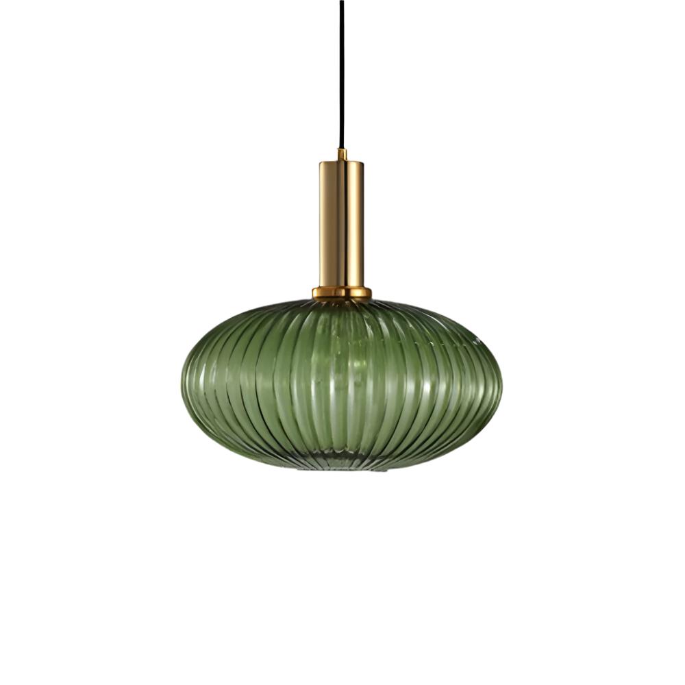 Coloured Blown Glass Pendant Light – Retro Wrought Iron Frame