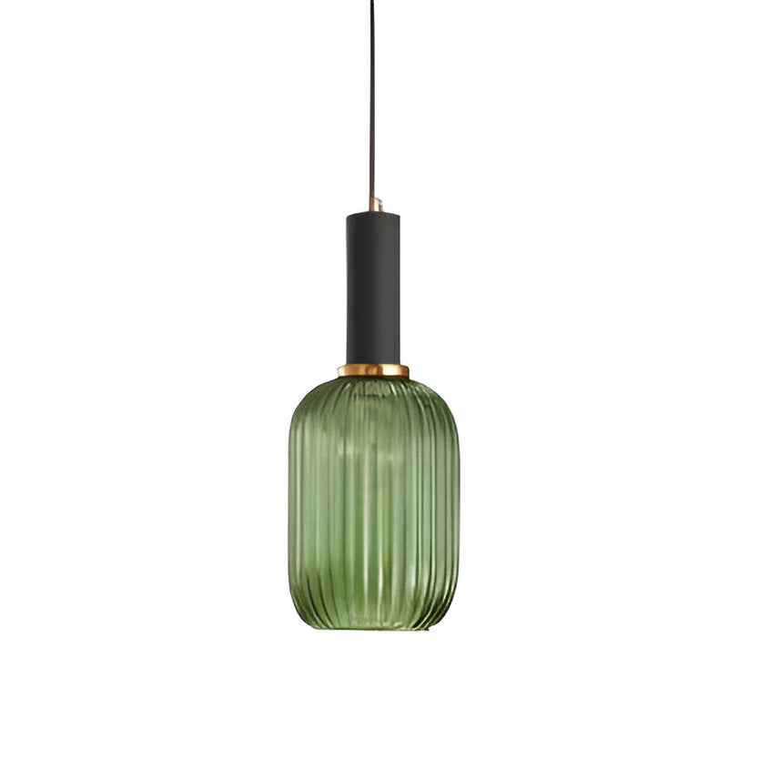 Coloured Blown Glass Pendant Light – Retro Wrought Iron Frame