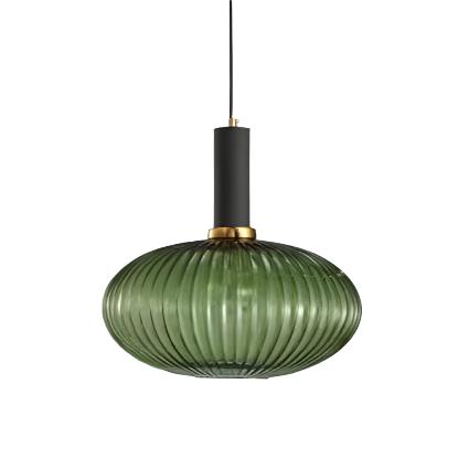 Coloured Blown Glass Pendant Light – Retro Wrought Iron Frame