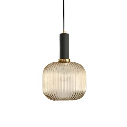 Coloured Blown Glass Pendant Light – Retro Wrought Iron Frame