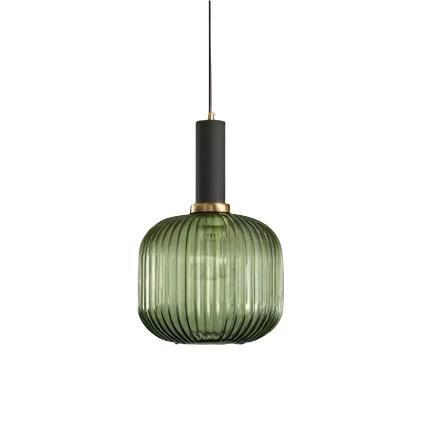 Coloured Blown Glass Pendant Light – Retro Wrought Iron Frame