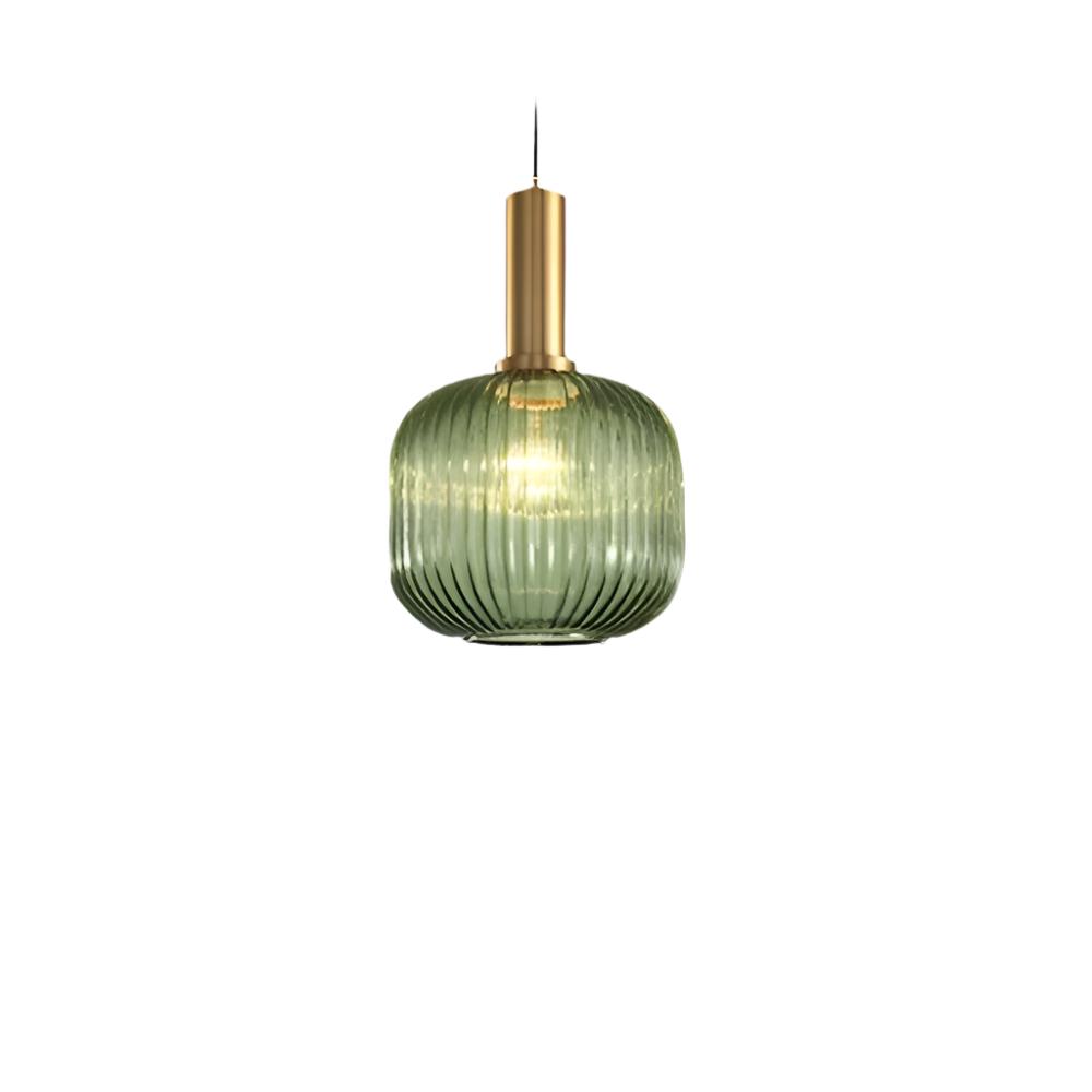 Coloured Blown Glass Pendant Light – Retro Wrought Iron Frame