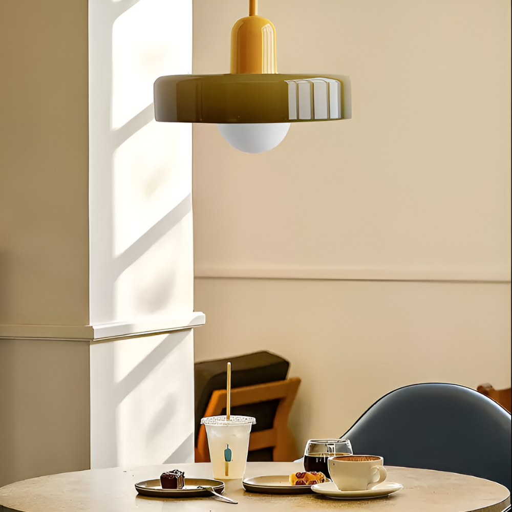 Opal glass globe pendant light with adjustable drop