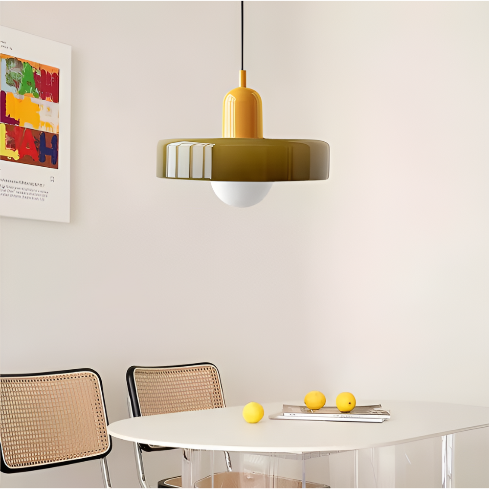 Opal glass globe pendant light with adjustable drop