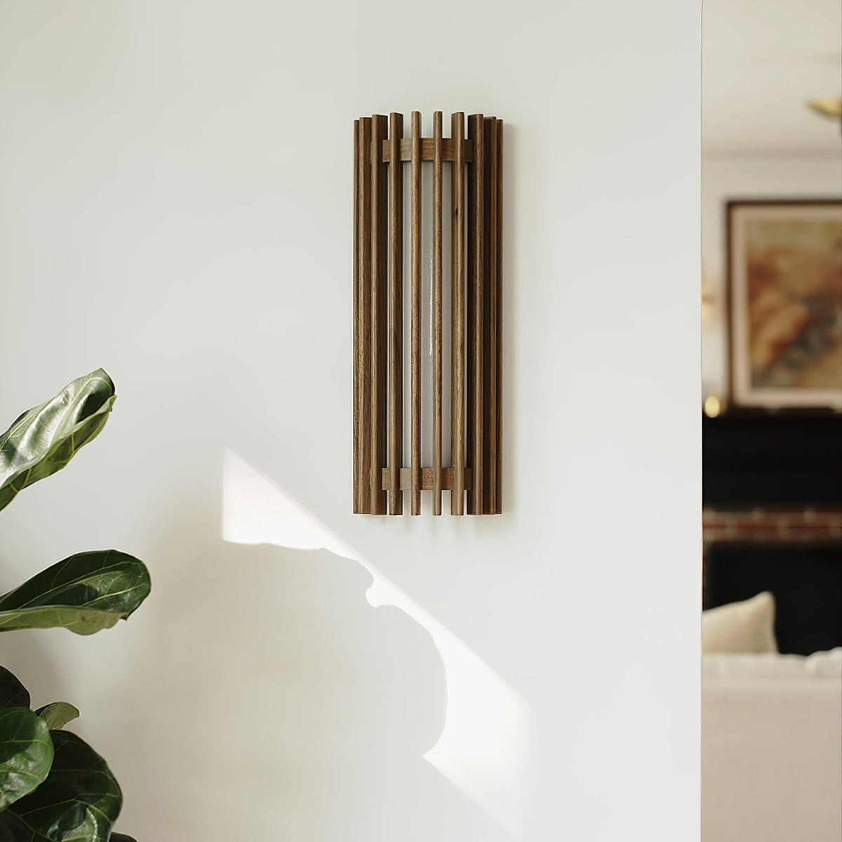 Walnut Slatted Wall Light – Vertical LED Linear Diffuser